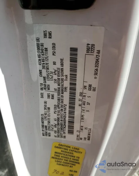 2019 Ford F250 Super Duty from USA, damaged, VIN 1FT7X2A65KEC61672